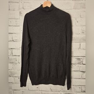 Selected Homme Roll Neck Sweater L Charcoal Cotton Silk Mock Neck Knit